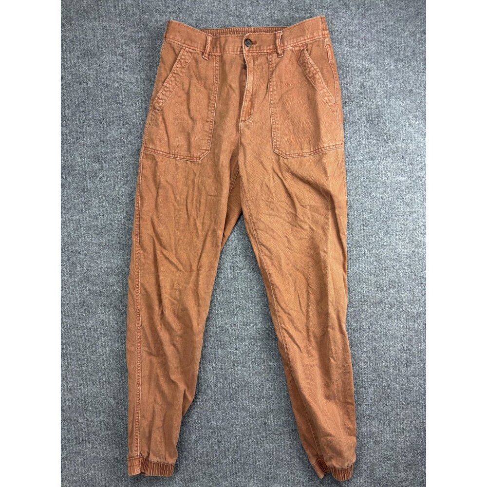 Gap Pants Womens 10 Tall Orange Twill Joggers Elastic Cuffed Hem Organic Cotton